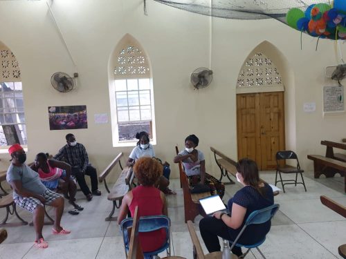 Ms Stacey Edwards and Dr Lara Mani conducts a focus group session in Chateaubelair